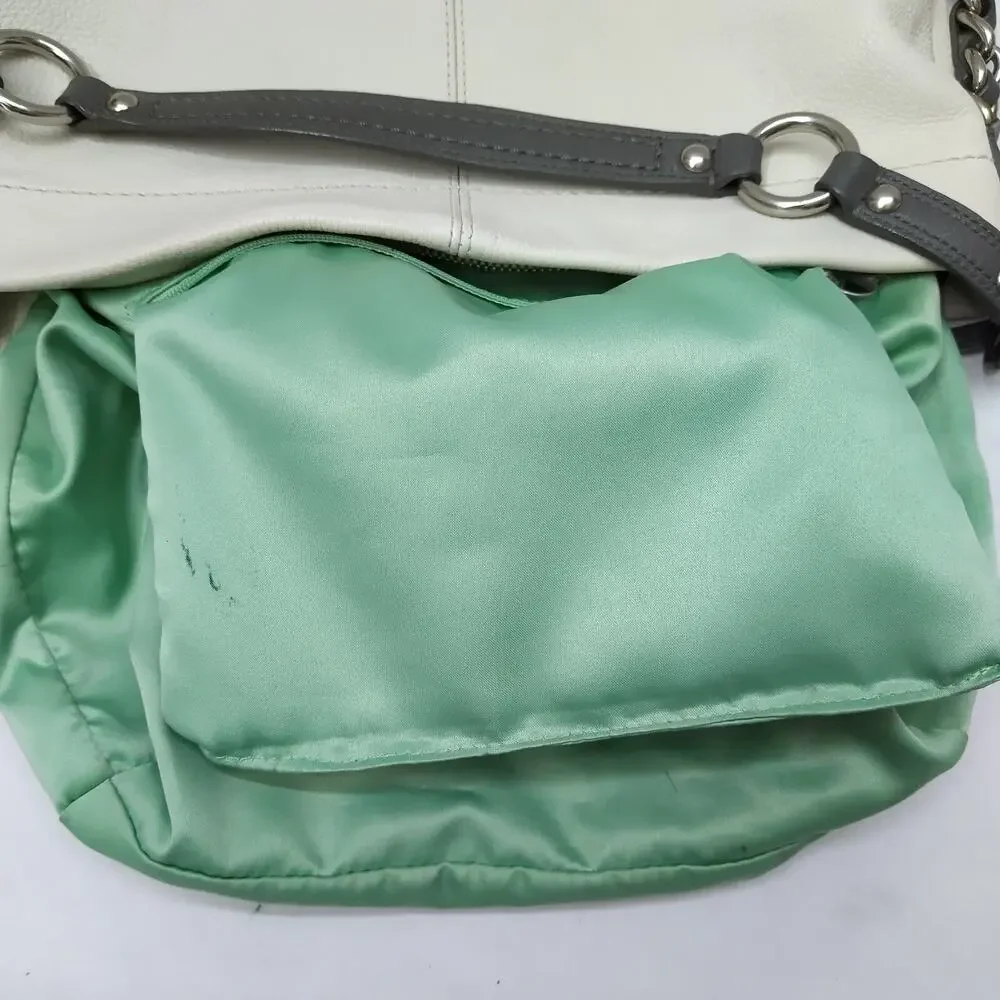 Coach Zoe White Leather Zipper Closure Hobo Shoulder Bag